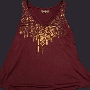 burgundy gold top